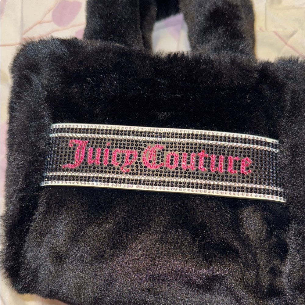 Juicy Couture Black Faux Fur Tote Bag - Picture 7 of 7